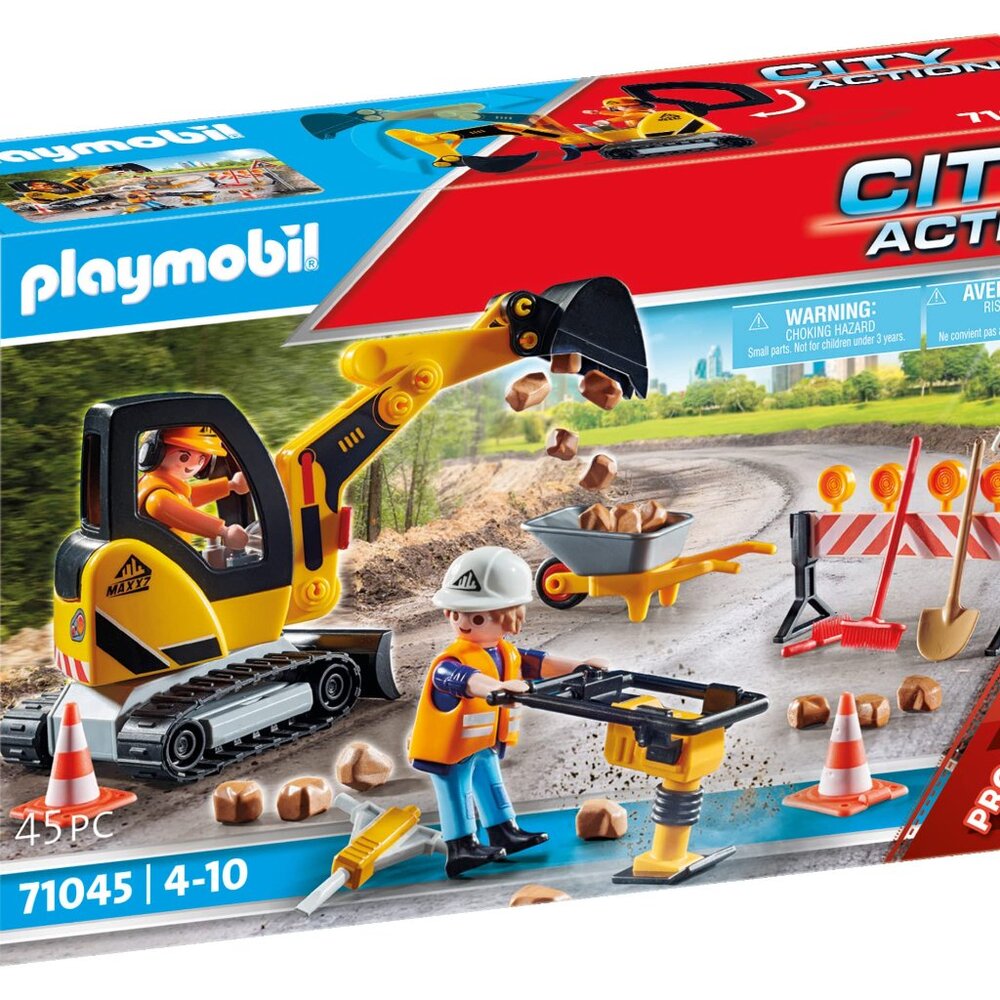 Playmobil 71045 Road Construction Zone City Action Promo Pack, New